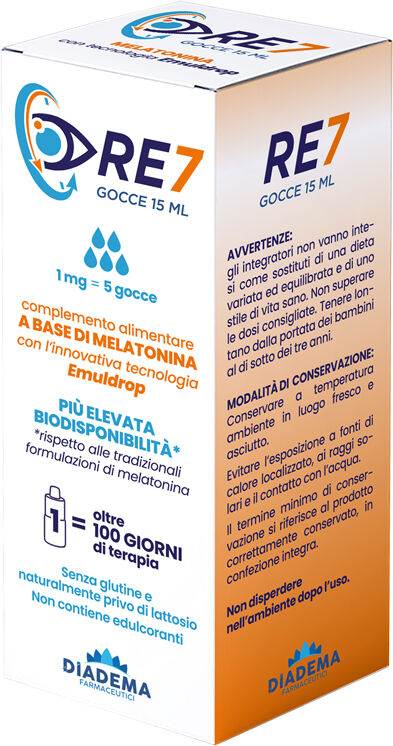 DIADEMA FARMACEUTICI Srl RE7 Melatonina Pura, 15 ml