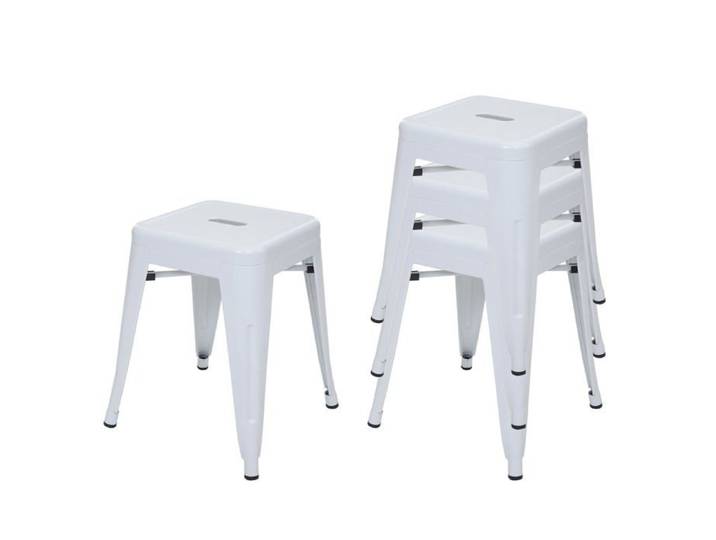 Lot de 4 tabourets bas en metal blanc design industriel empilable 04_0007583