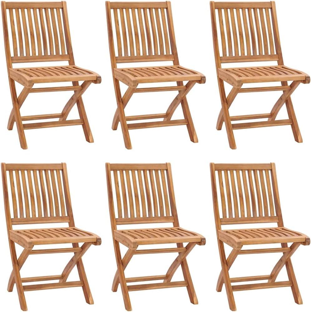 6 massive Teakholz-Klappstühle mit Kissen für den Garten, klappbares Holzstuhl-Set, zeitloses Design, witterungsbeständig, platzsparend und bis 110 kg belastbar
