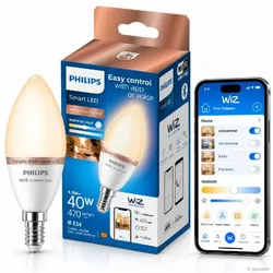 PHILIPS WiZ Smart LED Kerzenlampe C37 4,9W wie 40W E14 470lm RGB+CCT 2200–6500K dimmbar WLAN Bluetooth Matter
