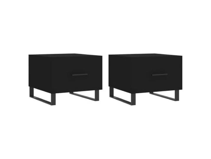 Favemtsl Couchtisch 2er Set Schwarz 50x50x40 cm Holzwerkstoff Metall Elegante Beistelltische mit Schublade und stabilen Eisenbeinen fuer Wohnzimmer oder Schlafzimmer im praktischen 2er-Set.