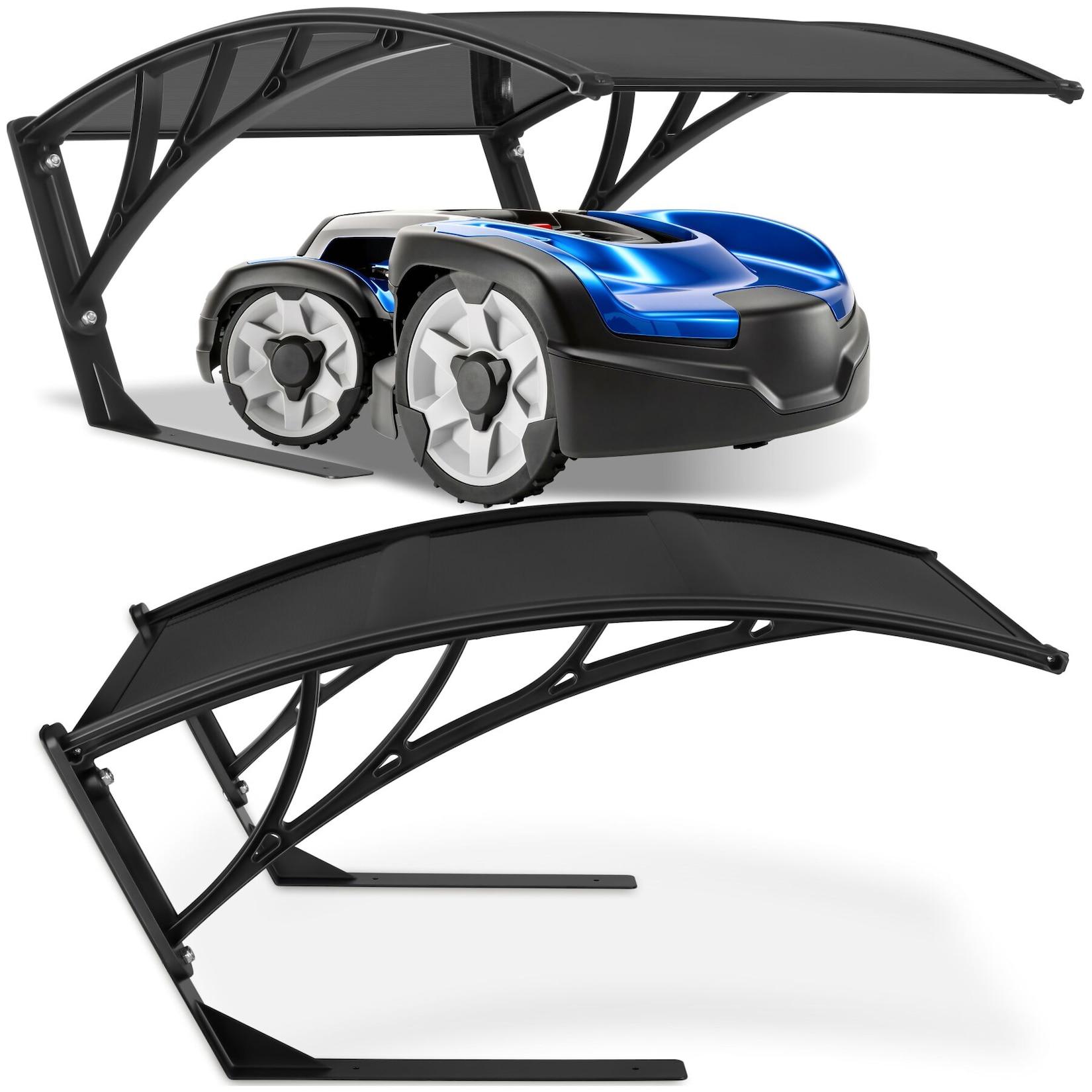 tectake® Rasenmäher-Roboter-Garage, große Grundfläche, gewölbtes Dach für optimalen Wasserablauf, Bodenverankerung möglich, inklusive 4 Erdnägeln, 81 x 100 x 48 cm
