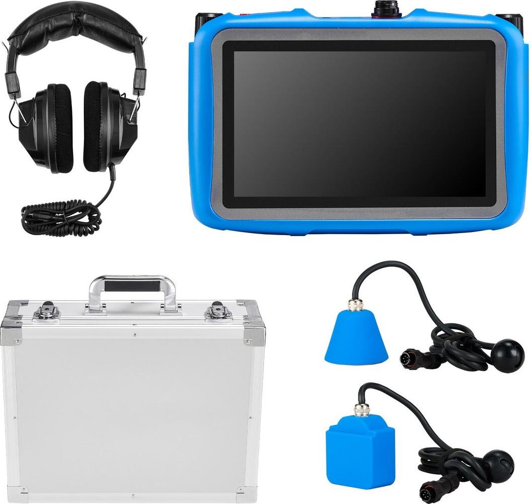 Wasserleckdetektor für Innenräume, 1 Hz-10.000 Hz, LCD-Touchscreen, Ortungsgerät für Wasserlecks in Rohrleitungen mit horizontalen und vertikalen Sensoren, Kopfhörer, 8 GB SD-Karte und Tragetasche für den Heimgebrauch