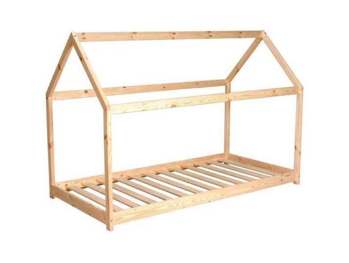 WEBER Panda Lit enfant cabane Montessori 90 x 190 cm - Bois pin massif naturel - Sommier en bois épicéa inclus