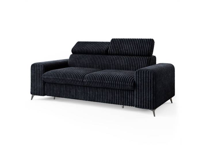 BETTSOFA BENETE Schwarz Cordstoff mit Schlaffunktion