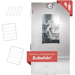 Lemodo Räucherofen aus Edelstahl, Räucherschrank 80cm mit Zubehör und 3 Etagen