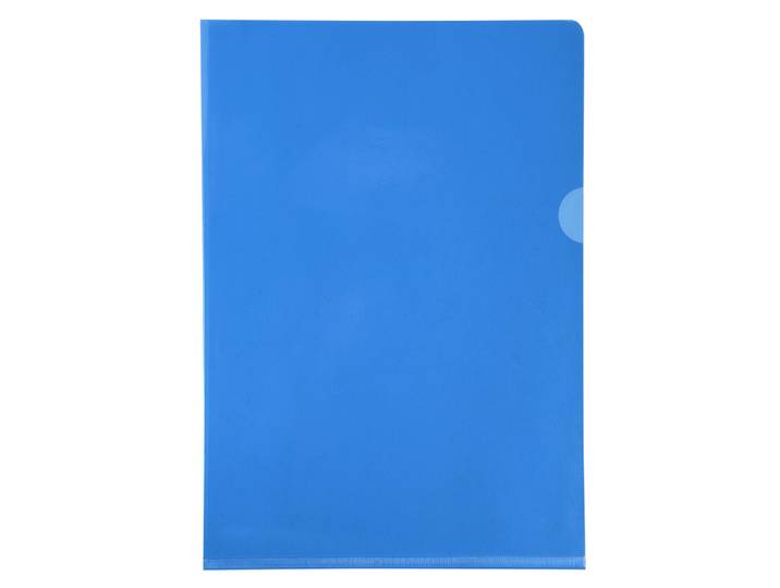 EXACOMPTA Etui carton de 100 pochettes coin PVC lisse haute résistance 13/100e - A4 - Bleu