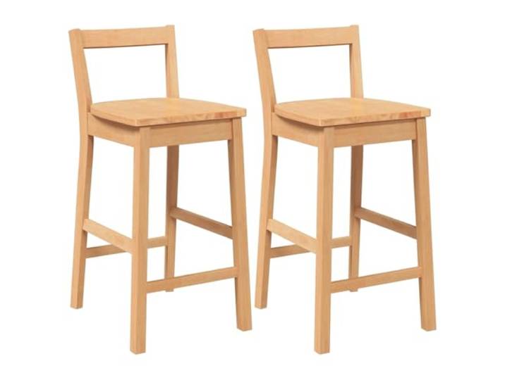 HGPOTUY Barhocker 2 STK. Natur Massivholz Gummibaum Ergonomische Rückenlehne, Gummibaum-Massivholz, stoßfest, langlebig, Esszimmer, Wohnzimmer, Küche