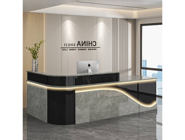Comptoir de réception de salon de luxe moderne, présentoir élégant pour bureau de beauté, comptoir de rangement tendance, mobilier commercial