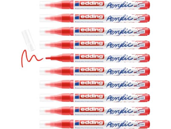 Acrylmarker edding e-5300 f verkeersrood 10 stuks