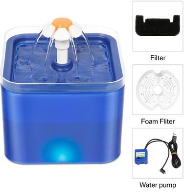 Uplift Essentials 2L Intelligent Mute Cat Water Fountain With LED Night Lighting blue