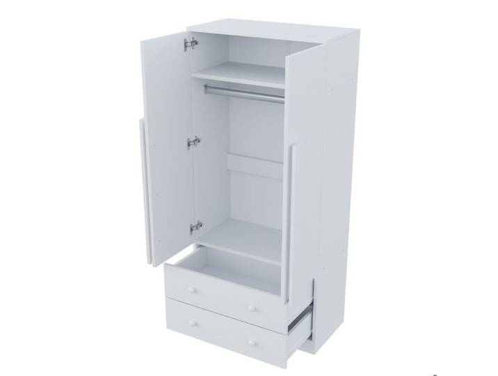 Armoire penderie 2 portes 2 tiroirs blanc 70 x 40 x 170 cm