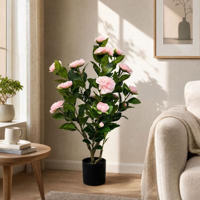 YVANLA Artificial Plant Fake Camellia Tree Potted