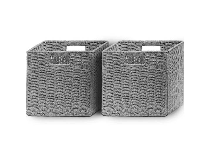 Aluusy Panier Rangement Tressé\, Lot de 2 Cube Rangement Pliable en Papier de Jacinthe d'eau\, Panier pour étagère Kallax\, Bureau\, Chambre\, Panier pour Vêtements Jouets Magazines 28x28x28cm