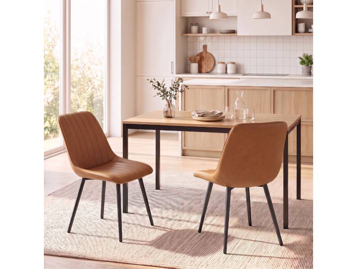HOMCOM Chaises Salle à Manger Modernes Synthétique 51x61x78cm Marron