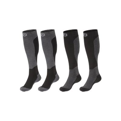 Kniestrümpfe APOLLO "ADULTS SKI SOCKS DESIGN", Damen, Gr. 43-46, bunt (multi schwarz), Materialmix, bestickt, unifarben, elastisch, Socken Kniestrümpfe, Unisex, hoch, mit Logostickerei in zwei verschiedenen Designs