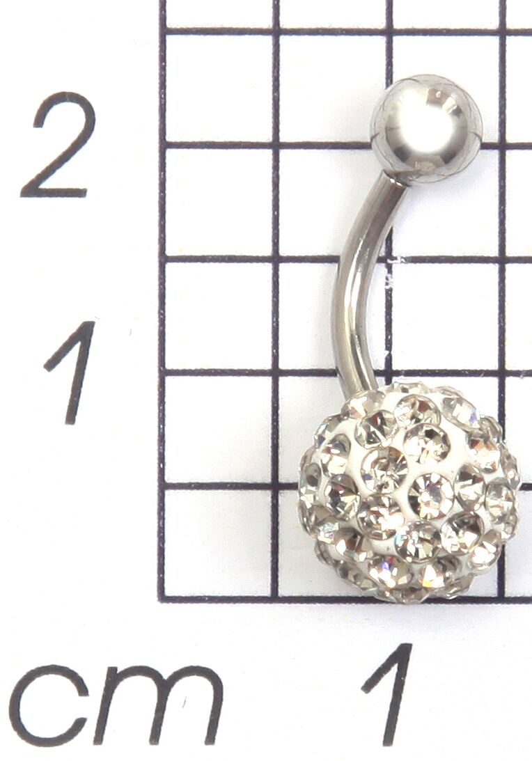 Bauchnabelpiercing FIRETTI "Schmuck Geschenk Piercing Körperschmuck Kugel", silber (edelstahlfarben, weiß, weiß), Piercings, Damen, Edelstahl, Bauchnabelpiercing, mit Glasstein edelstahlfarben, weiß, weiß Einheitsgröße