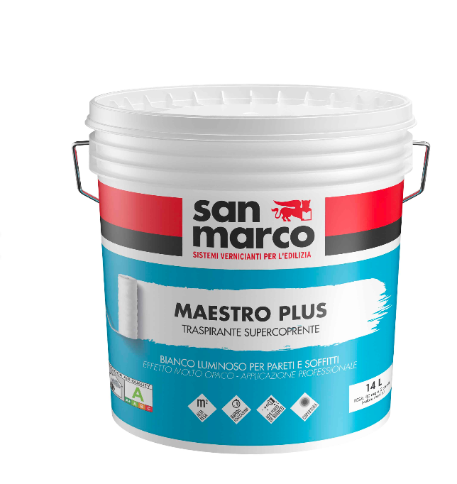 Idropittura traspirante supercoprente per interni San Marco 14lt Maestro Plus