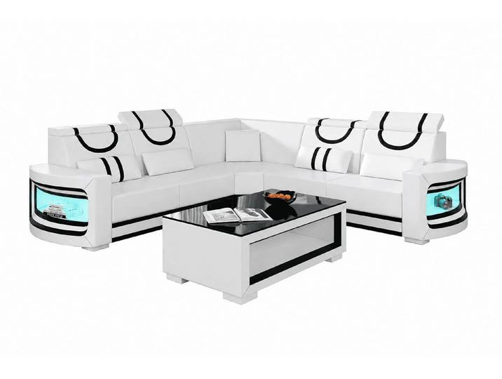 Xlmoebel Ecksofa Ecksofa L-Form Weiß LED Modern Wohnzimmer Couch Design Möbel Luxus *, 1 Teile, Schlaffunktion