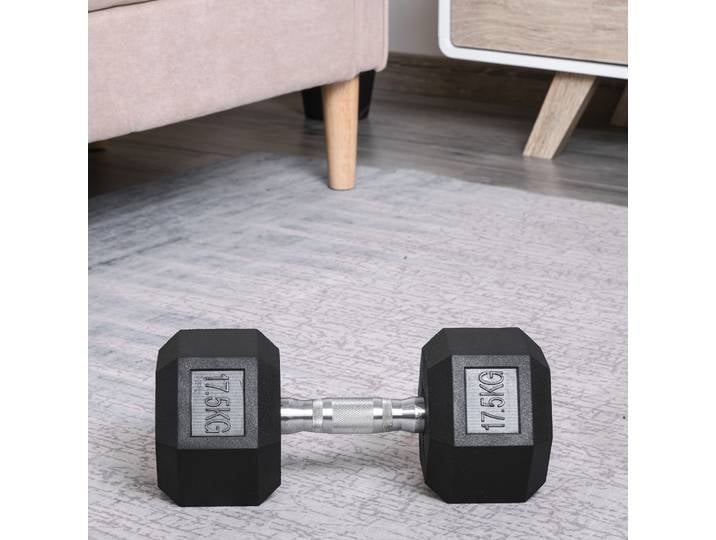 HOMCOM Haltère, 17,5 kg, haltère, poids, poignée antidérapante, noir + argent