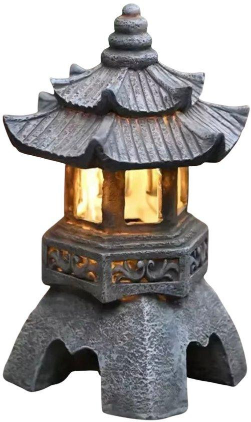 Vedder House LED Zonne-energie Japanse Tuinlantaarn met Accentverlichting