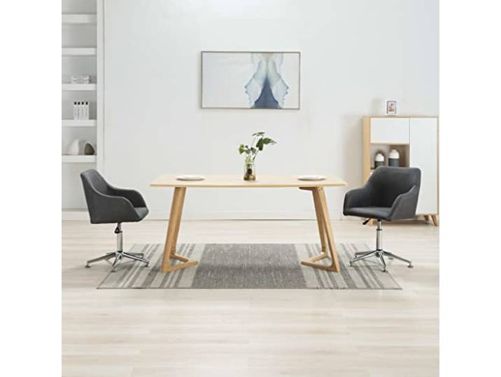 Drehbarer Esszimmerstuhl 2 Stk Dunkelgrau Stoff mit Holzrahmen Stahlbeine 360 Grad drehbar, höhenverstellbar, ergonomisch gepolstert, modernes Design, vielseitig einsetzbar