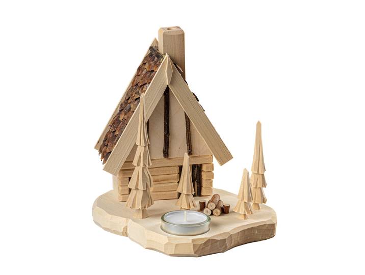 Räuchermännchen SAICO ORIGINAL Räucherhaus, Finnhütte, für 1 Teelicht , beige (natur), H:20cm L:17cm T:17cm, Holz, Räucherdeko, Räuchermännchen, BxHxT: 17x20x17 cm