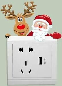 Modern Home Fixes Decorative Removable Wall Stickers, Xmas Wall Switch Stickers, New Year Christmas Decoration 2