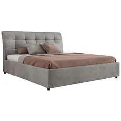 POLSTERBETT GALA CLASSIC 160/200 - Hellgrau Velvet - Schaum-Matratze