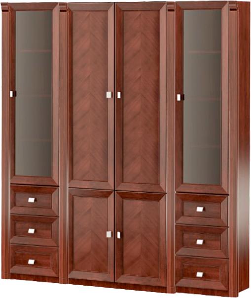 Klassischer Brauner Büroschrank Exklusiver Glasschrank Edle Holz Regale