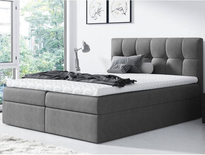 Beautysofa Boxspringbett Kontinentales Bett mit Matratze und Behälter inklusive Cori (mit Matratze und Topper), Doppelbett, Polsterbett mit zwei Bettkästen