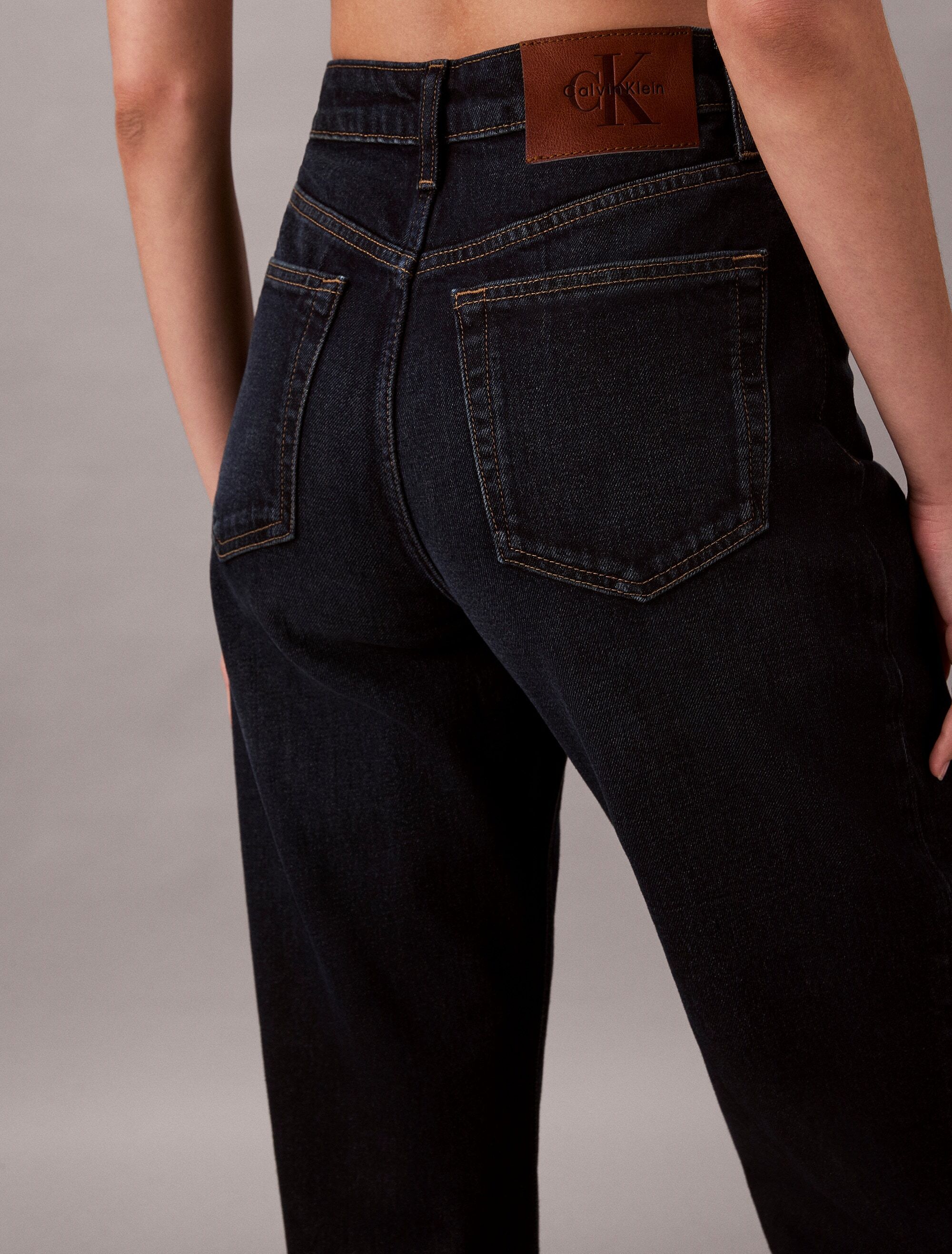 Gerade Jeans CALVIN KLEIN "HIGH RISE STRAIGHT OXBOW", Damen, Gr. 25, Länge 32, schwarz (oxbow), Denim/Jeans, Obermaterial: 99% Baumwolle, 1% Elasthan, unifarben, regular fit lang, Jeans Gerade Jeans, Regular fit oxbow 25, Länge 32