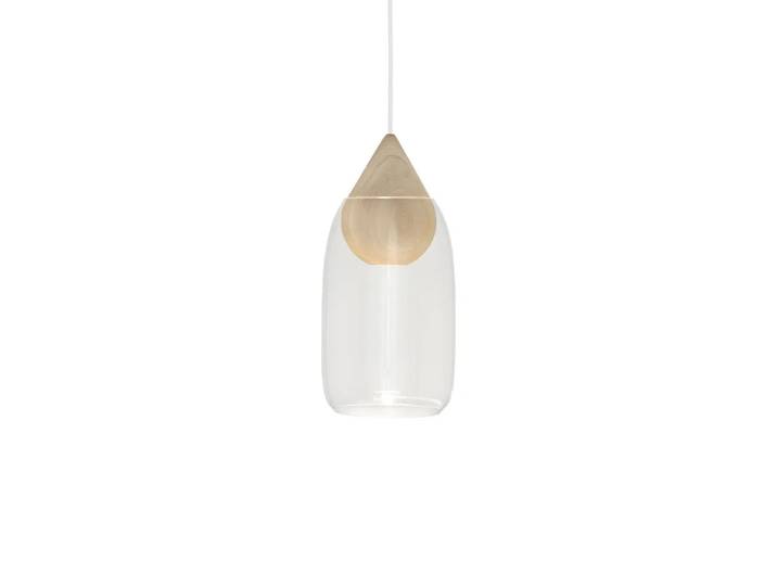 Mater Liuku Drop Pendelleuchte Transparent, Linde matt lackiert