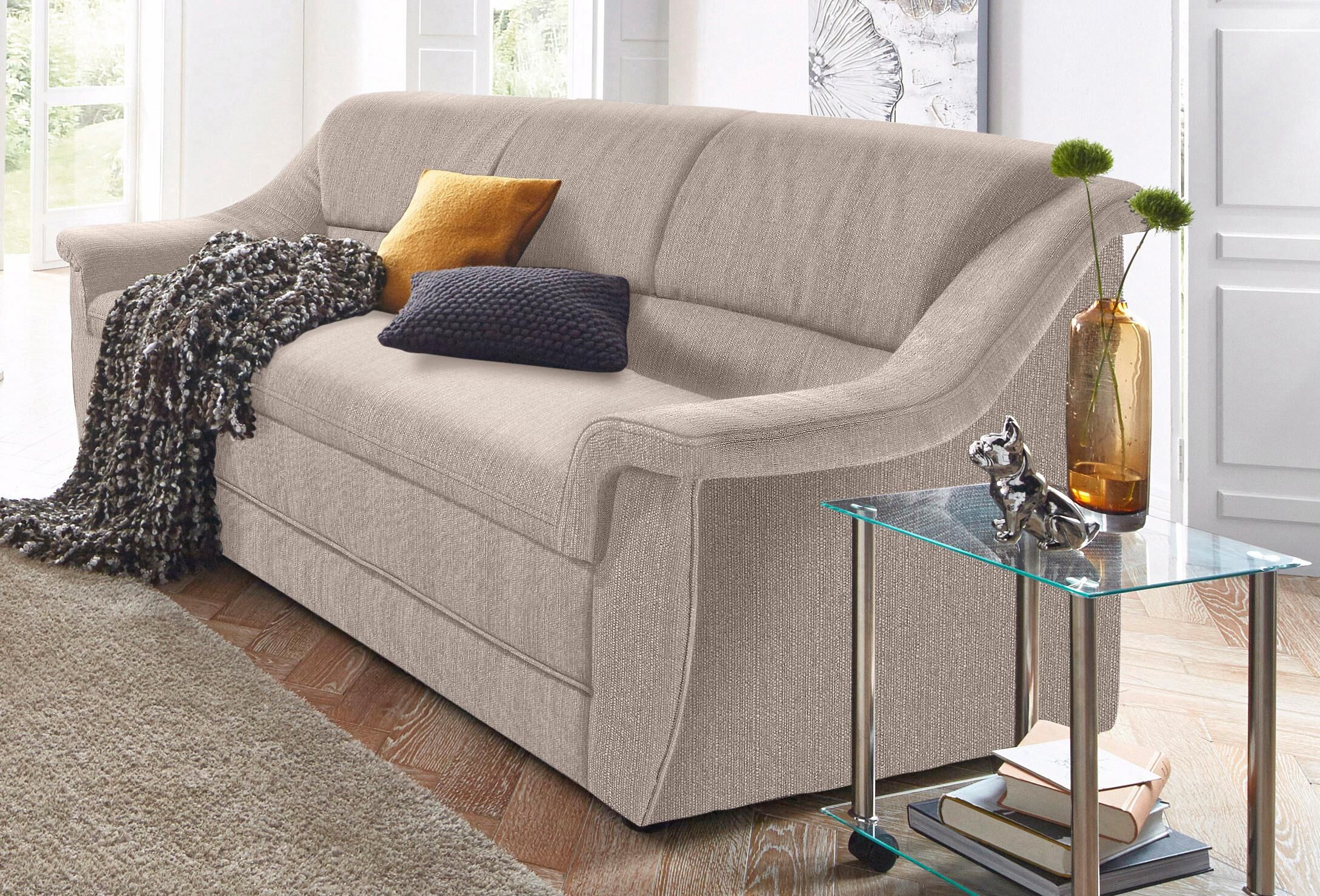 3-Sitzer DOMO COLLECTION "Lale formschönes & komfortables Sofa, zeitlos & elegant, Breite 198cm", beige, B:198cm H:88cm T:93cm, Microfaser PRIMABELLE (100% Polyester);Struktur grob (85% Polyester, 15% Polyacryl);Struktur (100% Polyester), Sofas, 3-Sitzer,