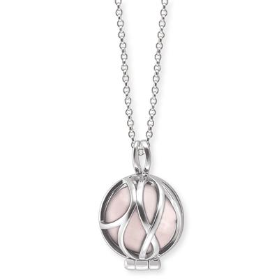Kette mit Anhänger ENGELSRUFER "Powerful Stone Paradise Rosenquarz" Gr. XS, bunt (silberfarben, rosa), Halsketten, Damen, XS, Silber 925 (Sterlingsilber), L: 50, mit Rosenquarz