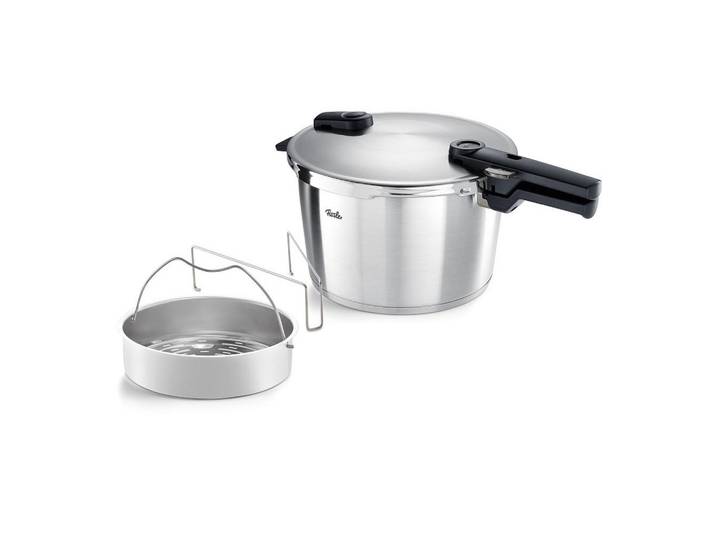 Schnellkochtopf, Silber, 8,0 L, Metall, Druckregelventil & Sicherheitsventil, Fissler