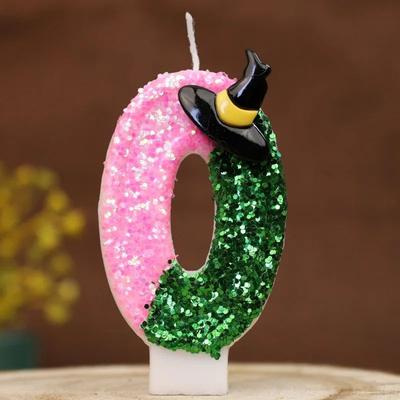 Uplift Treasures Witch Theme Number Birthday Cake Candle Pink And Green
