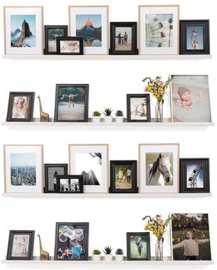 Rustic State Set of 4 Wall Mounted Shelves 60 Inch Photo Ledge
