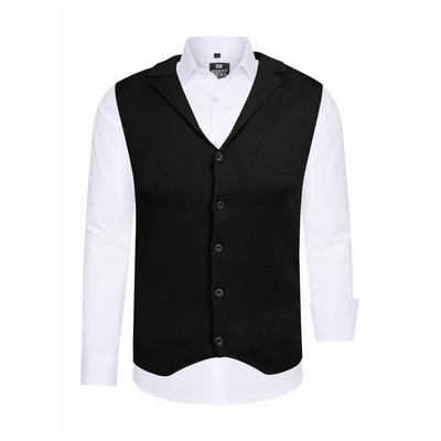 Langarmhemd RUSTY NEAL, Herren, Gr. 5XL, EURO-Größen, weiß, 60% Baumwolle, 37% Polyester, 3% Elasthan, mehrfarbig, Hemden, inklusive Langarmhemd und Weste
