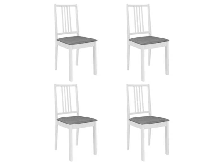 Esszimmerstühle, 4 Stück, weiß, mit Kissen aus Massivholz Modernes Design, robuster Holzrahmen, bequemer Sitz, einfache Pflege, maximale Belastung 110 kg