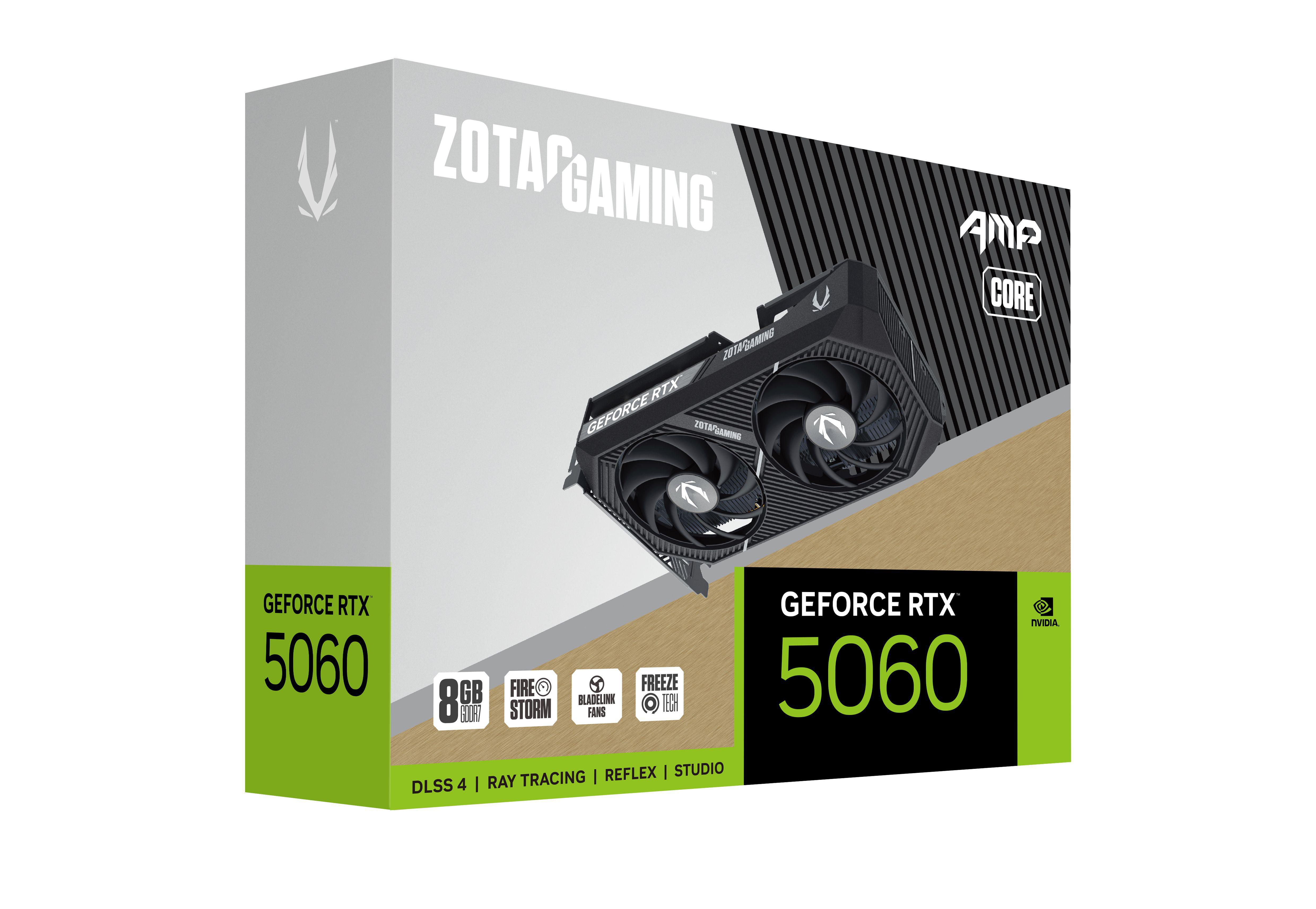 ZOTAC GAMING GeForce RTX 5060 AMP! Core 8GB GDDR7 Grafikkarte 3x DP, 1x HDMI ZT-B50600F2-10M