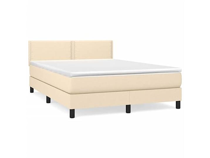 KKgypkn Boxspringbett 140x190 cm mit Taschenfederkernmatratze, höhenverstellbarem Kopfteil und hautfreundlichem Stoffbezug, mittelharte Unterstützung für erholsamen Schlaf