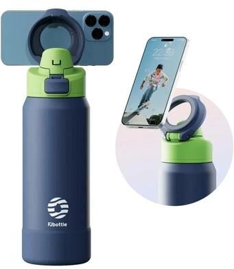 Uplifted Finds FEIJIAN Stainless Steel Sports Water Bottle Magnetic Phone Holder & Bouncing Cover Thermos blue 710 Ml