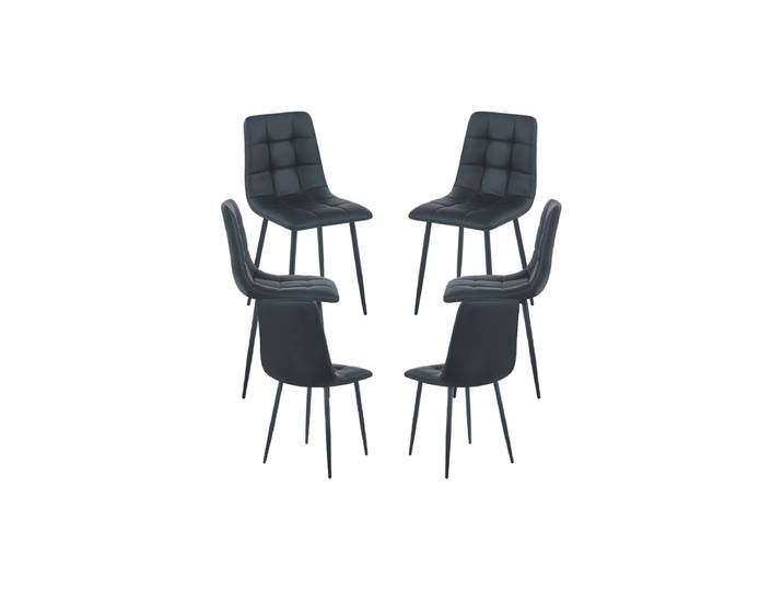 6er Set Stühle Stuhl Kunstleder - Schwarz