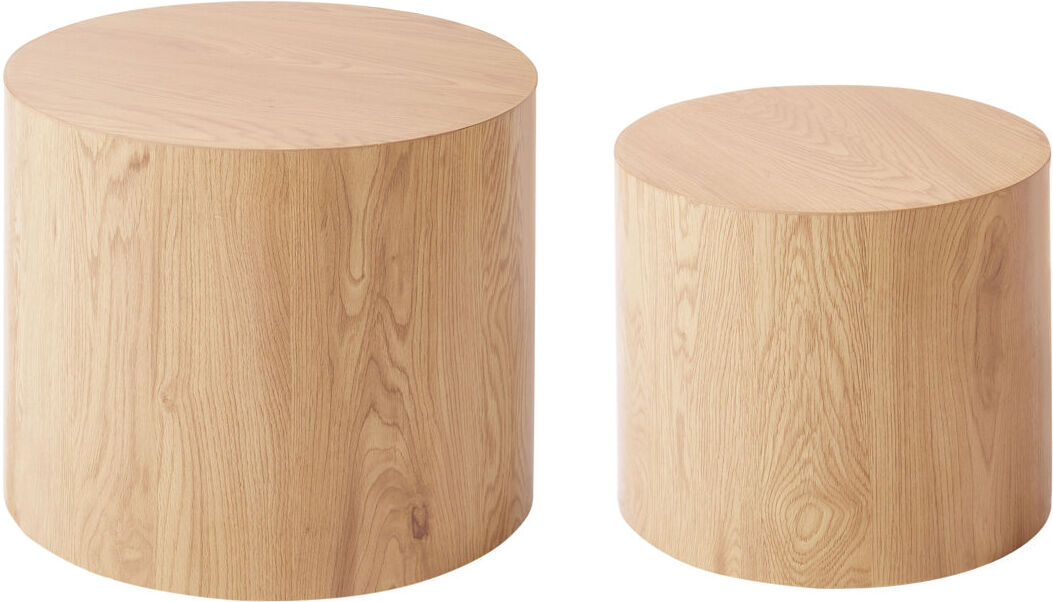 17 Stories MANTI MDF Pedestal Table Set Brown/Light Brown Wood 38cm H X 48cm W X 18.89cm D