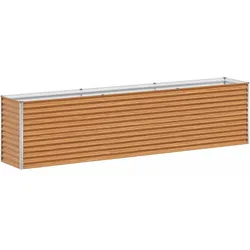 Helloshop26 - Hochbeet 290 x 50 x 68 cm mit offenem Boden und Industriedesign aus galvanisiertem Stahl hellbraun