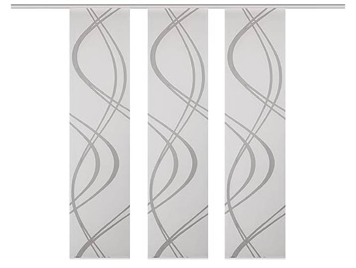 Home Fashion Schiebevorhang TIBERIO aus Dekostoff und Voile mit Scherli 245 x 60 cm, Farbe:grau, Größe:245 x 60 cm, Anzahl: 3er Set (3X Voile)