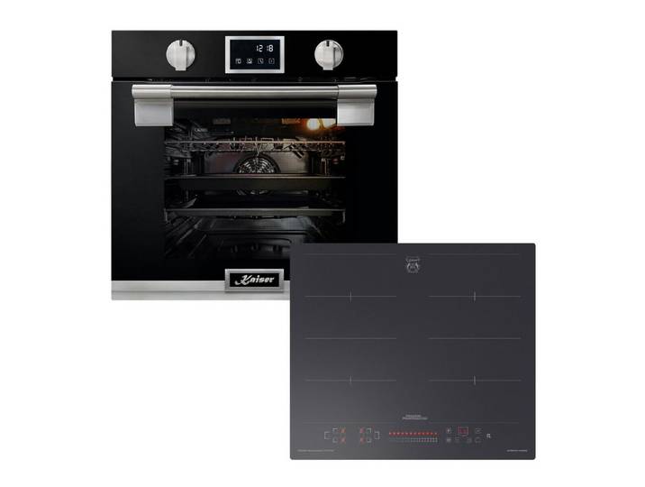 Kaiser Küchengeräte Backofen-Set Einbauherd 60 cm, FlexInduktion, Pyrolyse, XXL Backofen 73 L, Temperatursonde EH6338S+KCT 6110 FI, mit 2-fach-Teleskopauszug, Pyrolytische Selbstreinigung, Pyrolyse, FlexInduktion, XXL Backofen 73 L, Temperatursonde