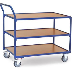 Fetra Tischwagen 2754, aus Metall & Holz, mit 3 Etagen, Tragkraft 300kg, 1000 x 700mm