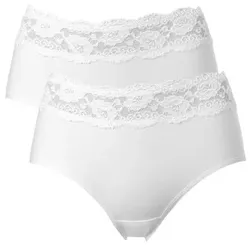 Trofe Lace Trimmed Midi Briefs 2P Weiß Baumwolle Large Damen